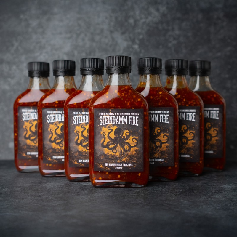 Family Pack Steindamm Fire Hot Sauce (by Food Narco & Steindamm Simon) 7x200ml